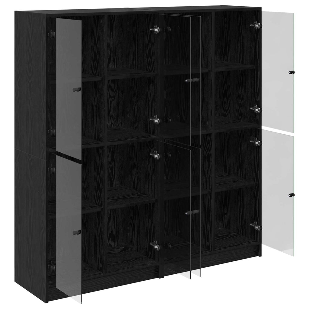 vidaXL Highboard 2 pcs Schwarz Eichen-Optik 68 x 37 x 142 cm