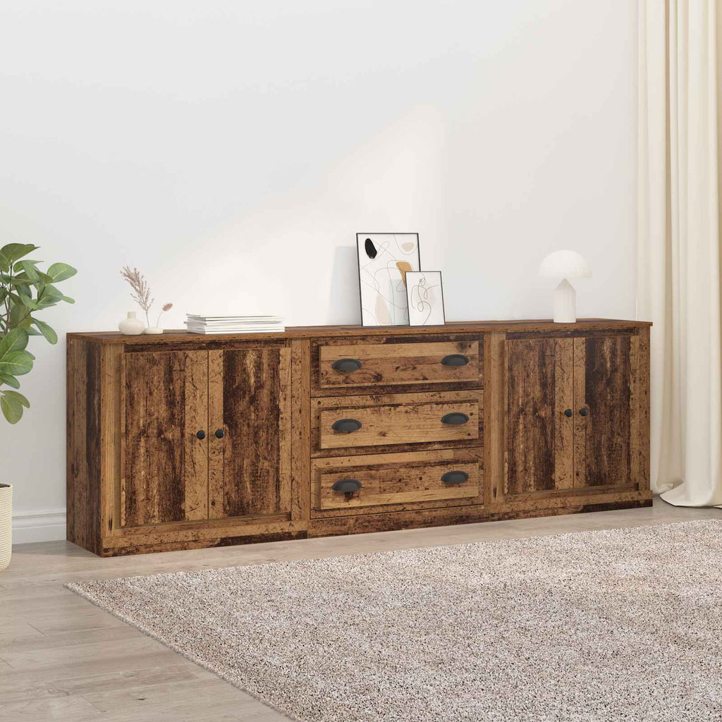 vidaXL Sideboards 3 pcs Altholz 210 x 35,5 x 67,5 cm Holzwerkstoff