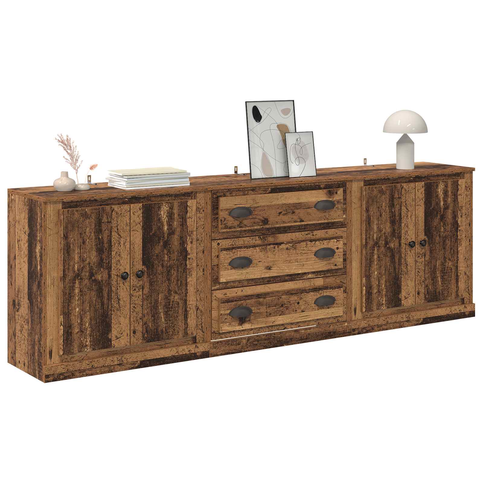 vidaXL Sideboards 3 pcs Altholz 210 x 35,5 x 67,5 cm Holzwerkstoff