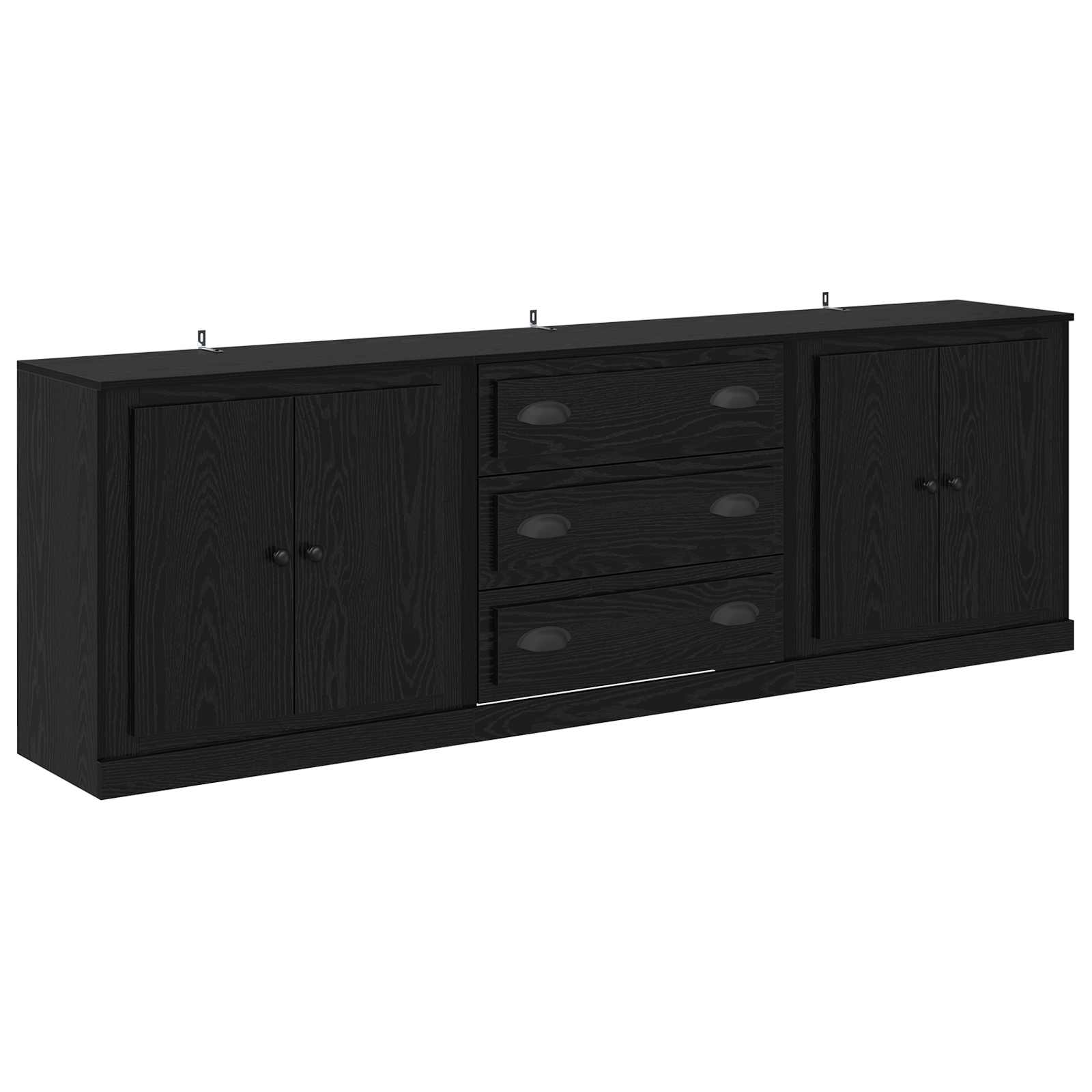 vidaXL Sideboards 3 pcs Schwarze Eiche 210 x 35,5 x 67,5 cm