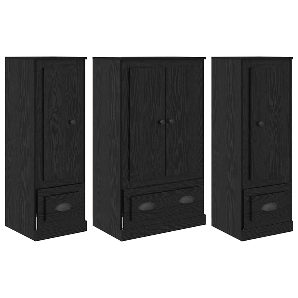 vidaXL Highboard 3 pcs Schwarz Eichen-Optik Holzwerkstoff