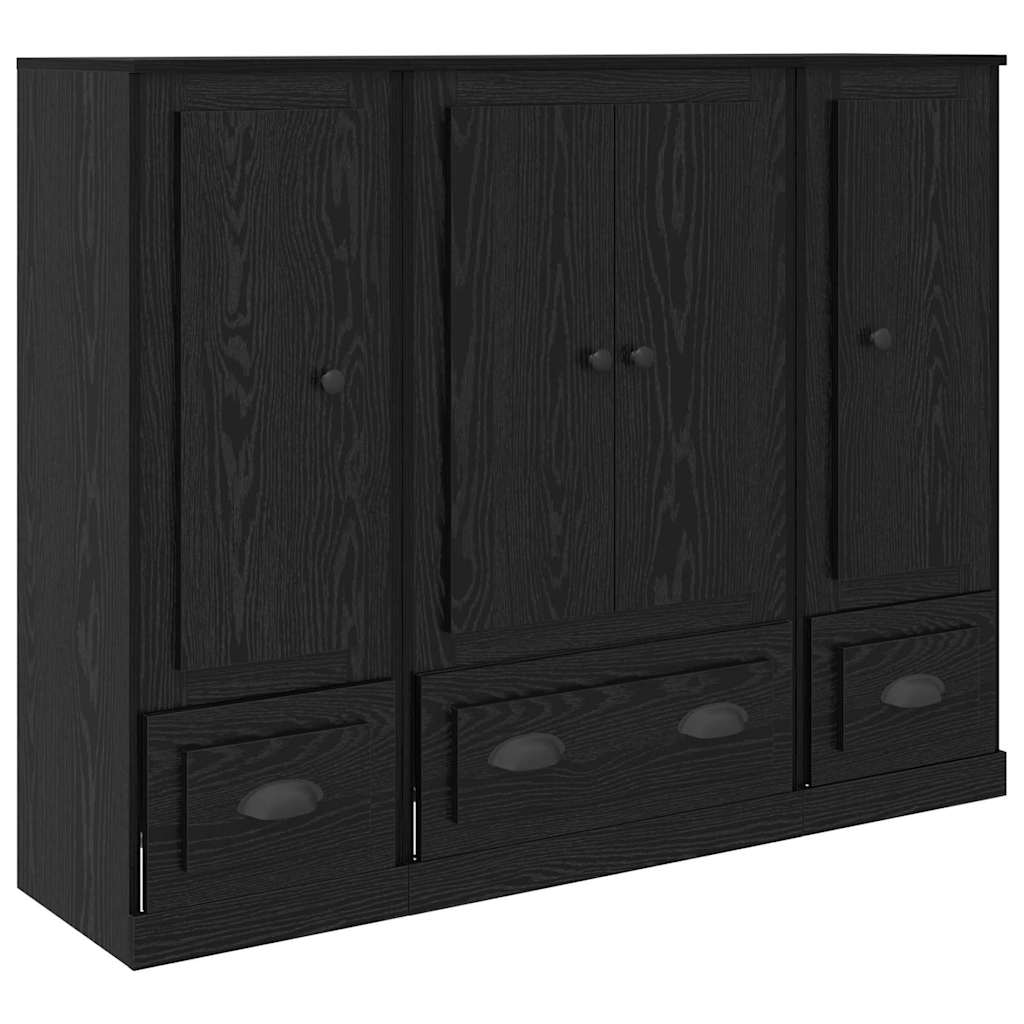 vidaXL Highboard 3 pcs Schwarz Eichen-Optik Holzwerkstoff