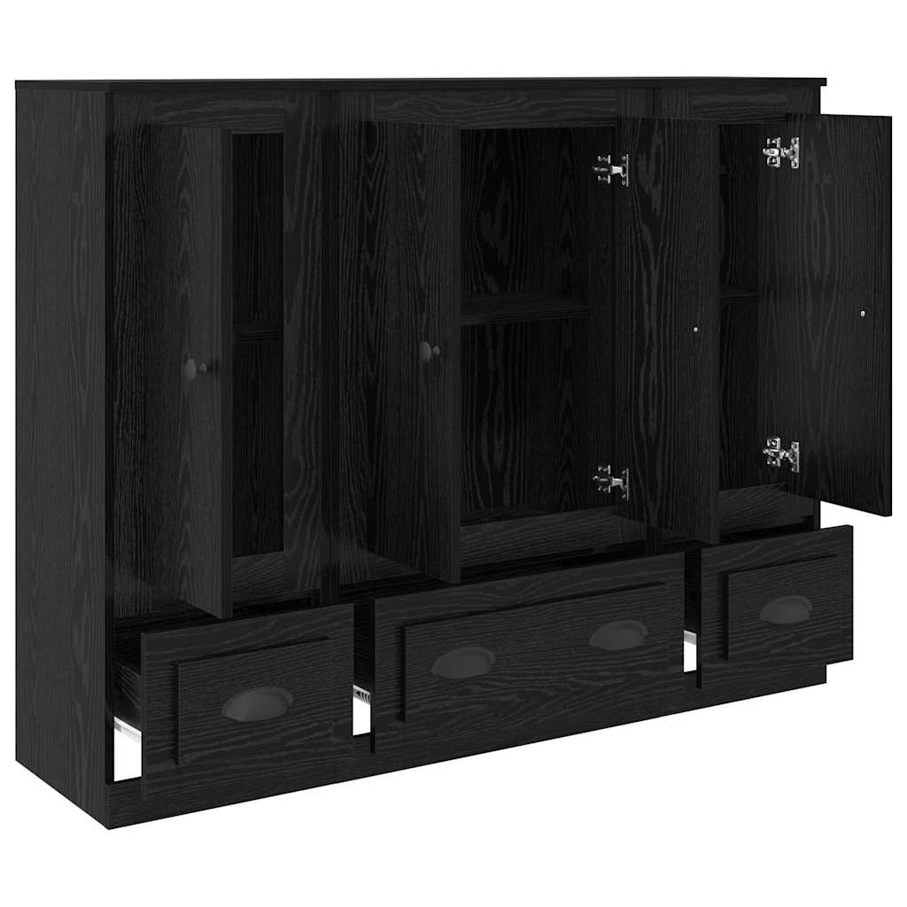 vidaXL Highboard 3 pcs Schwarz Eichen-Optik Holzwerkstoff