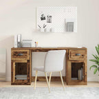 vidaXL Schreibtisch mit Schrank mit Tür Altholz 154,5 x 50 x 75 cm