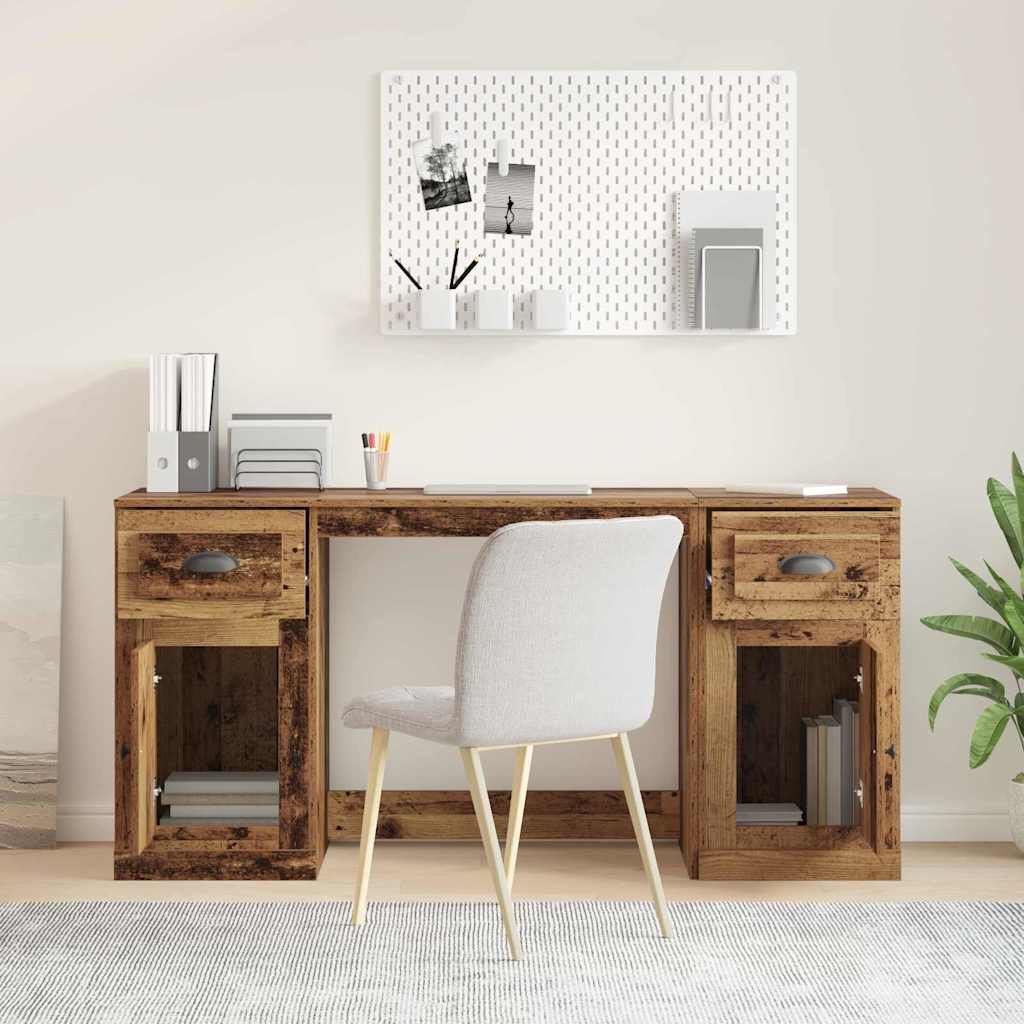 vidaXL Schreibtisch mit Schrank mit Tür Altholz 154,5 x 50 x 75 cm
