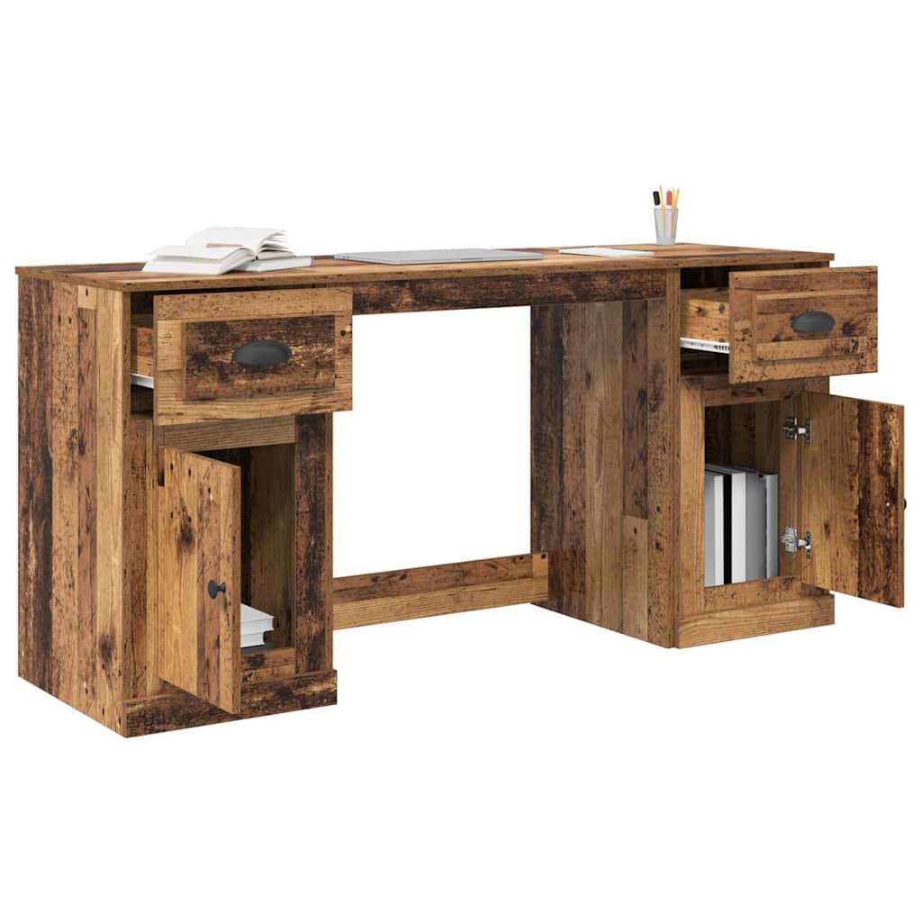 vidaXL Schreibtisch mit Schrank mit Tür Altholz 154,5 x 50 x 75 cm
