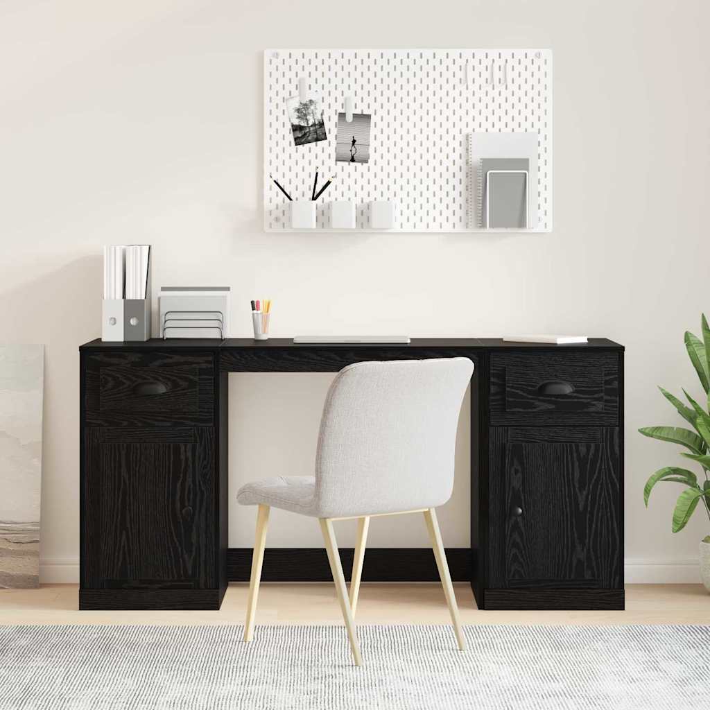 vidaXL Schreibtisch mit Schrank mit Schubladen Schwarz Eichen-Optik