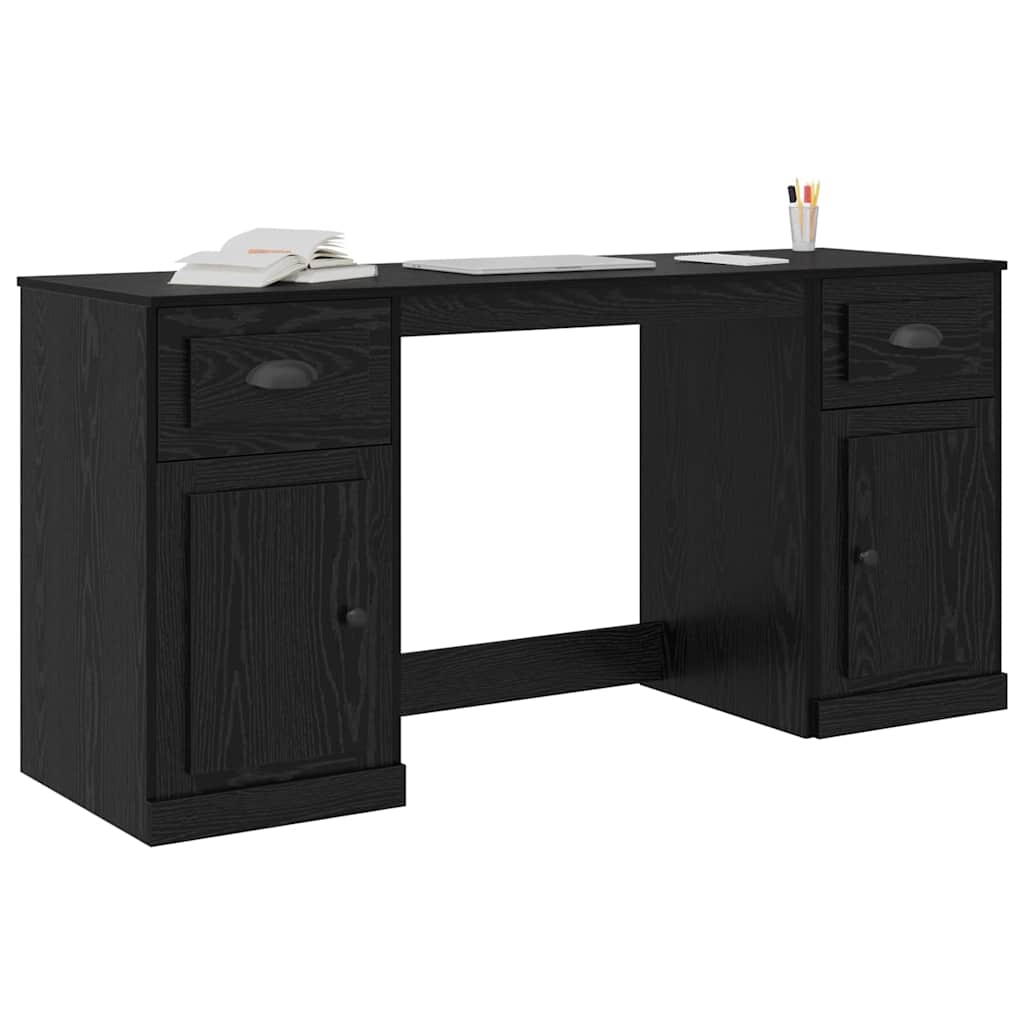 vidaXL Schreibtisch mit Schrank mit Schubladen Schwarz Eichen-Optik