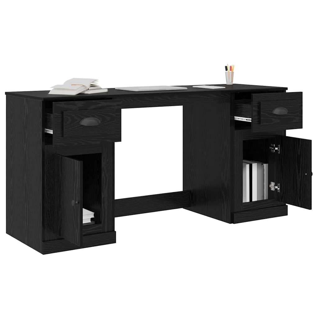 vidaXL Schreibtisch mit Schrank mit Schubladen Schwarz Eichen-Optik