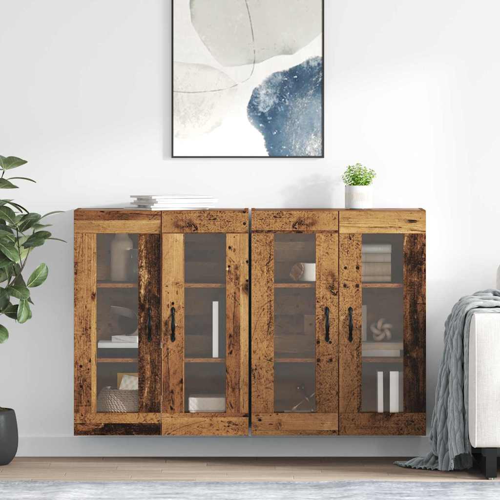 vidaXL Wandschränke 2 pcs Altholz 69,5 x 34 x 90 cm Holzwerkstoff