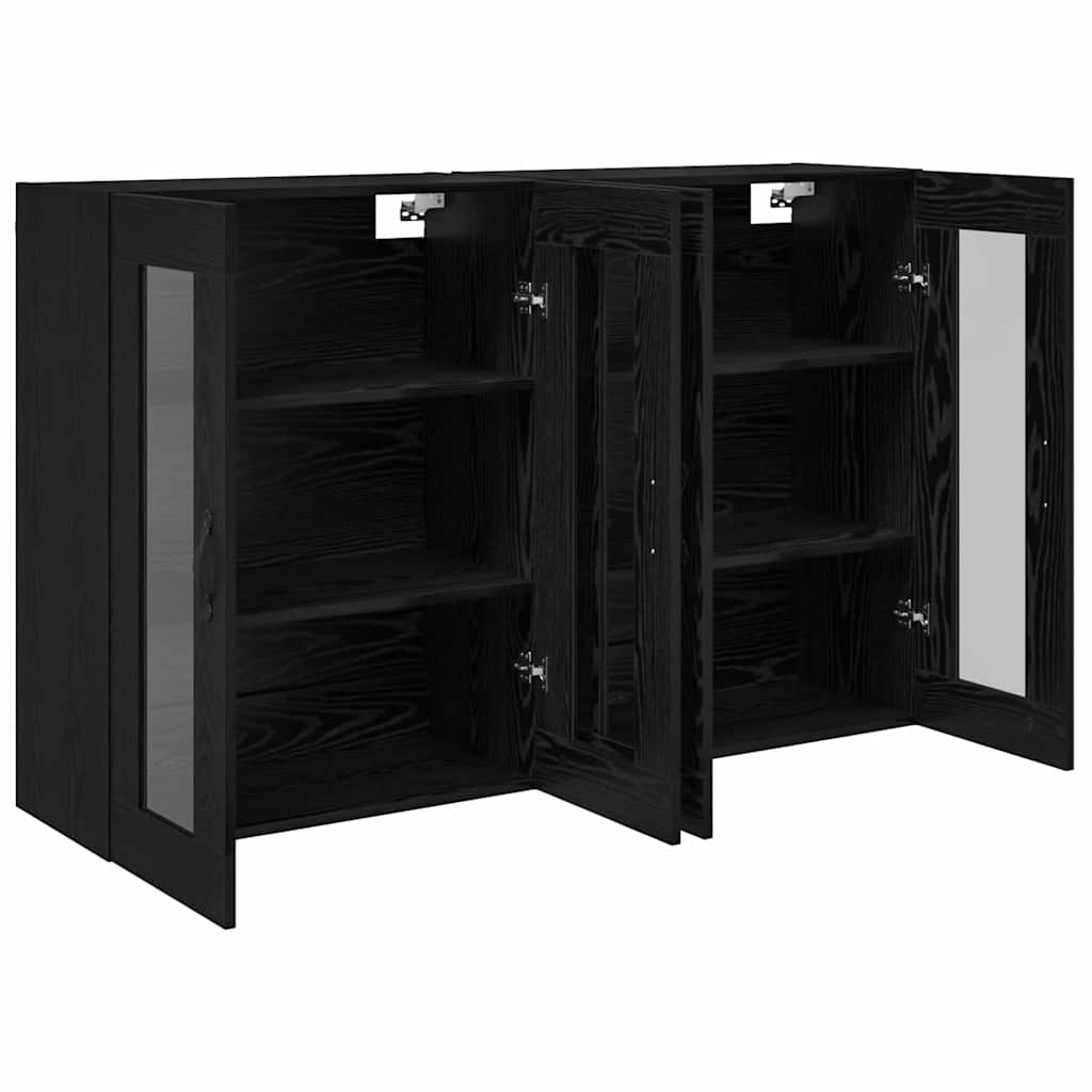 vidaXL Wandschränke 2 pcs Schwarz Eichen-Optik 69,5 x 34 x 90 cm