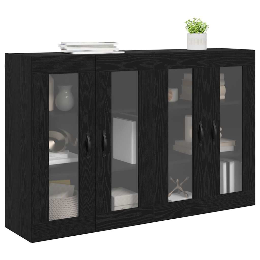vidaXL Wandschränke 2 pcs Schwarz Eichen-Optik 69,5 x 34 x 90 cm
