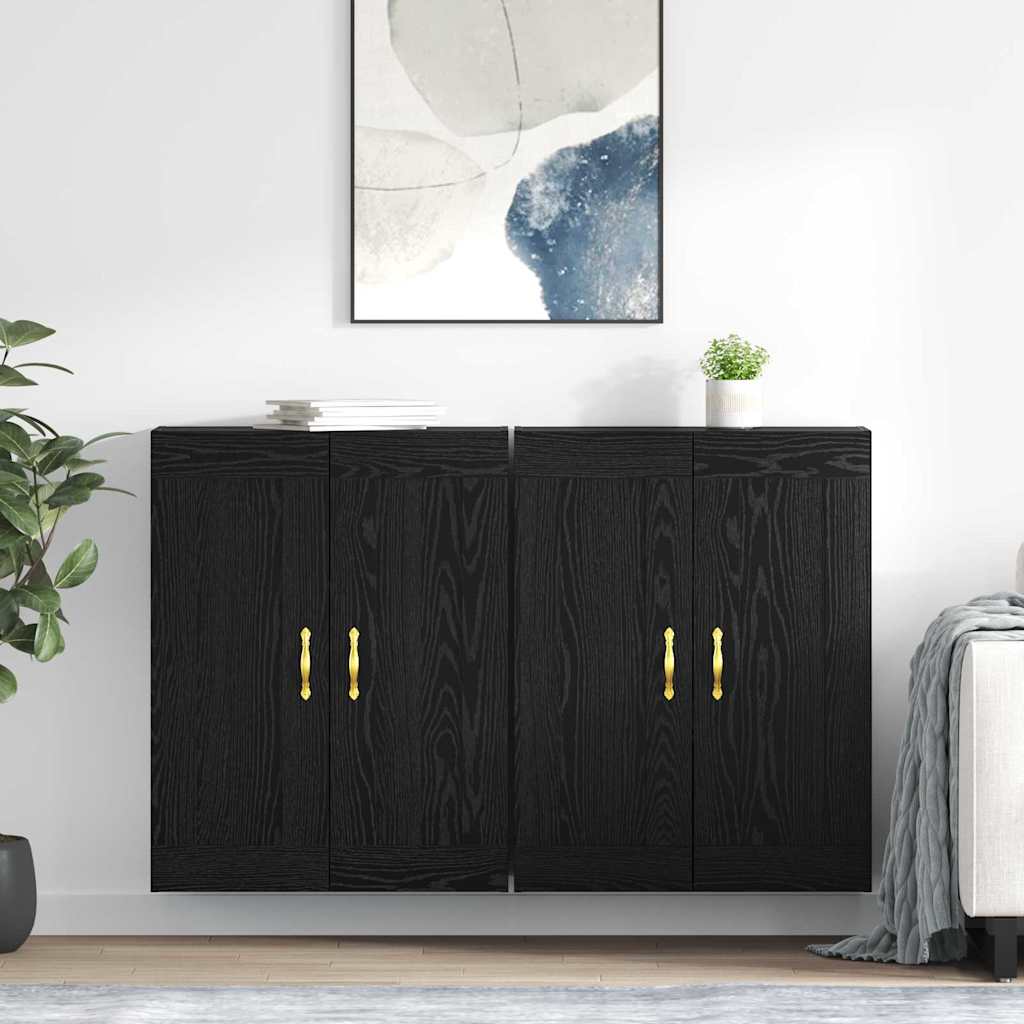 vidaXL Wandmontierter Schrank 2 pcs Schwarz Eichen-Optik Holzwerkstoff