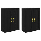 vidaXL Wandmontierter Schrank 2 pcs Schwarz Eichen-Optik Holzwerkstoff