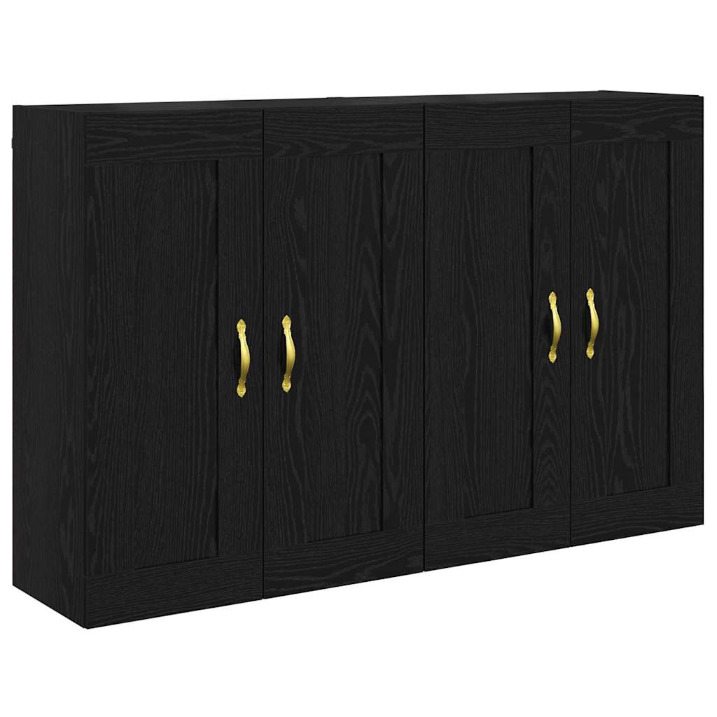 vidaXL Wandmontierter Schrank 2 pcs Schwarz Eichen-Optik Holzwerkstoff