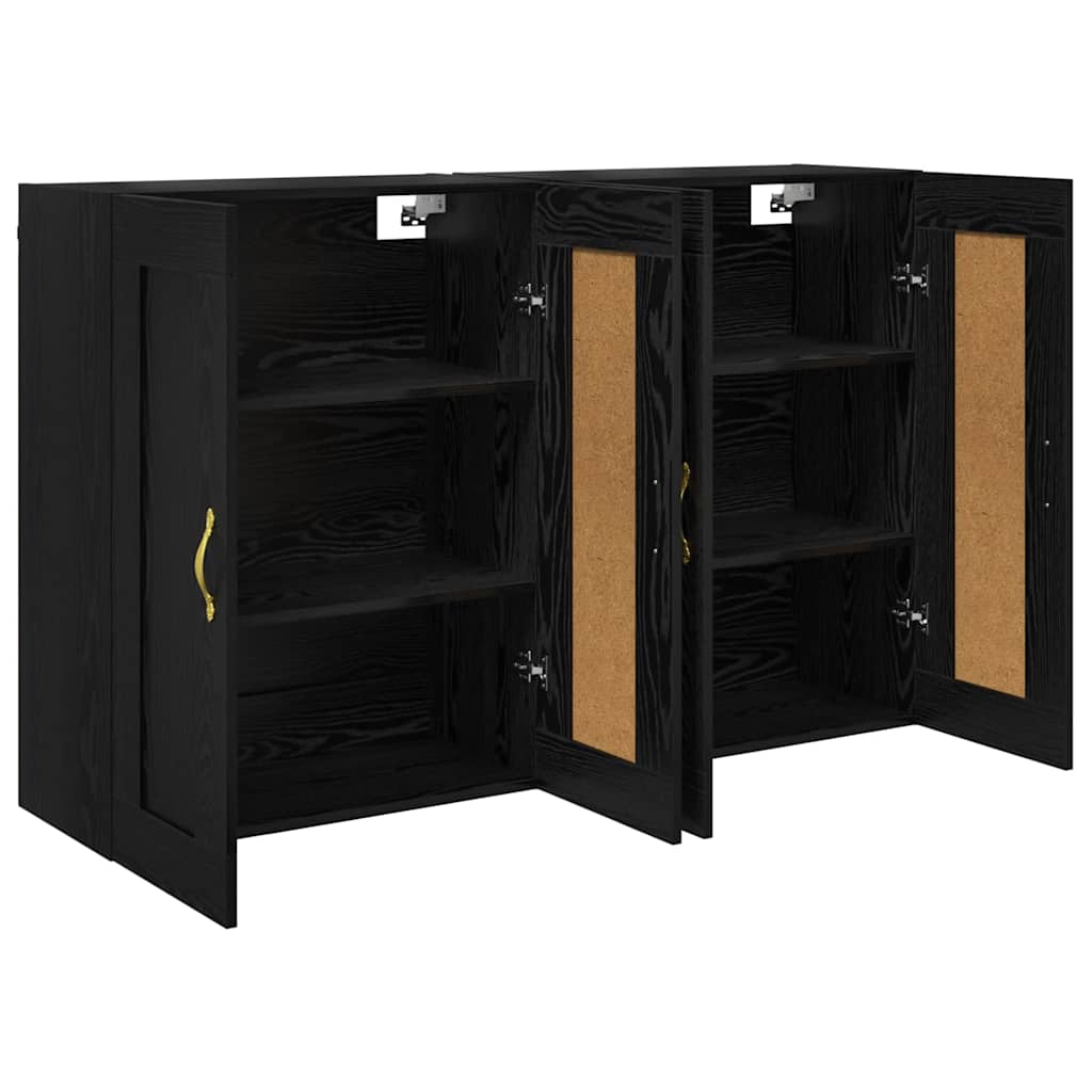vidaXL Wandmontierter Schrank 2 pcs Schwarz Eichen-Optik Holzwerkstoff