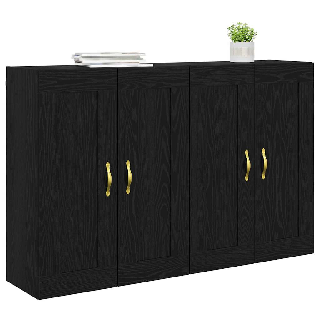 vidaXL Wandmontierter Schrank 2 pcs Schwarz Eichen-Optik Holzwerkstoff