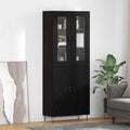 vidaXL Highboard Weiß und Schwarz Eiche 69,5 x 34 x 180 cm