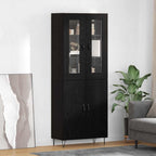 vidaXL Highboard Weiß und Schwarz Eiche 69,5 x 34 x 180 cm