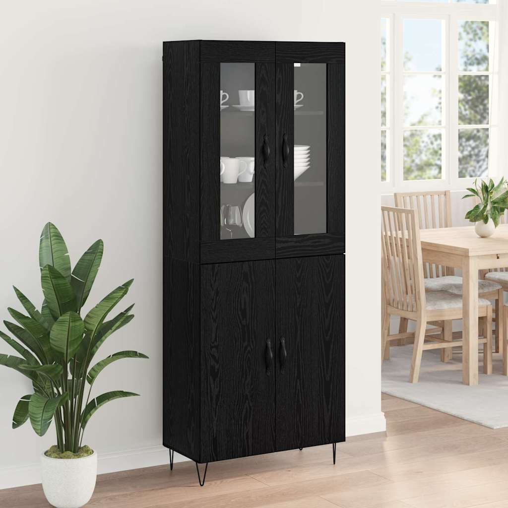 vidaXL Highboard Weiß und Schwarz Eiche 69,5 x 34 x 180 cm