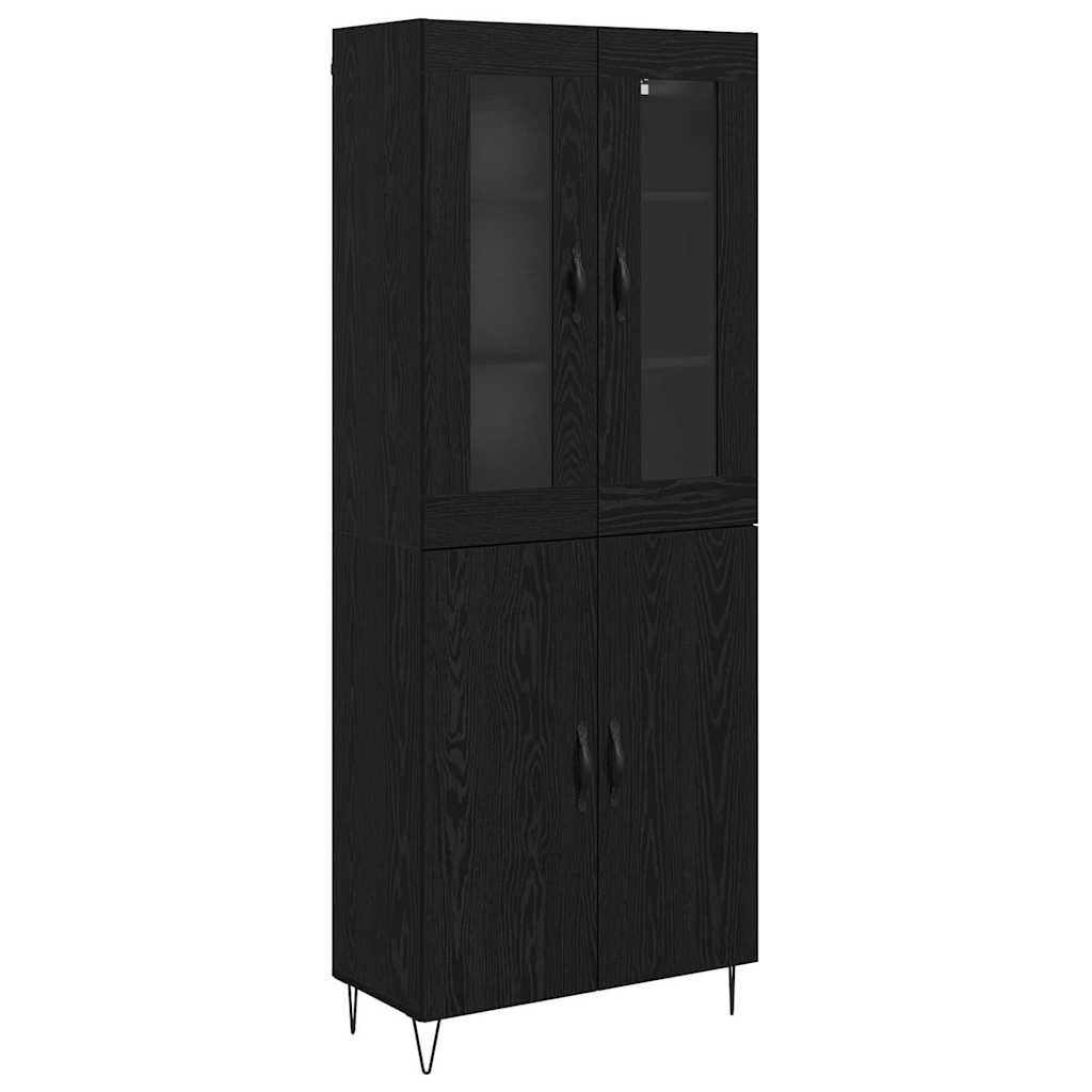 vidaXL Highboard Weiß und Schwarz Eiche 69,5 x 34 x 180 cm