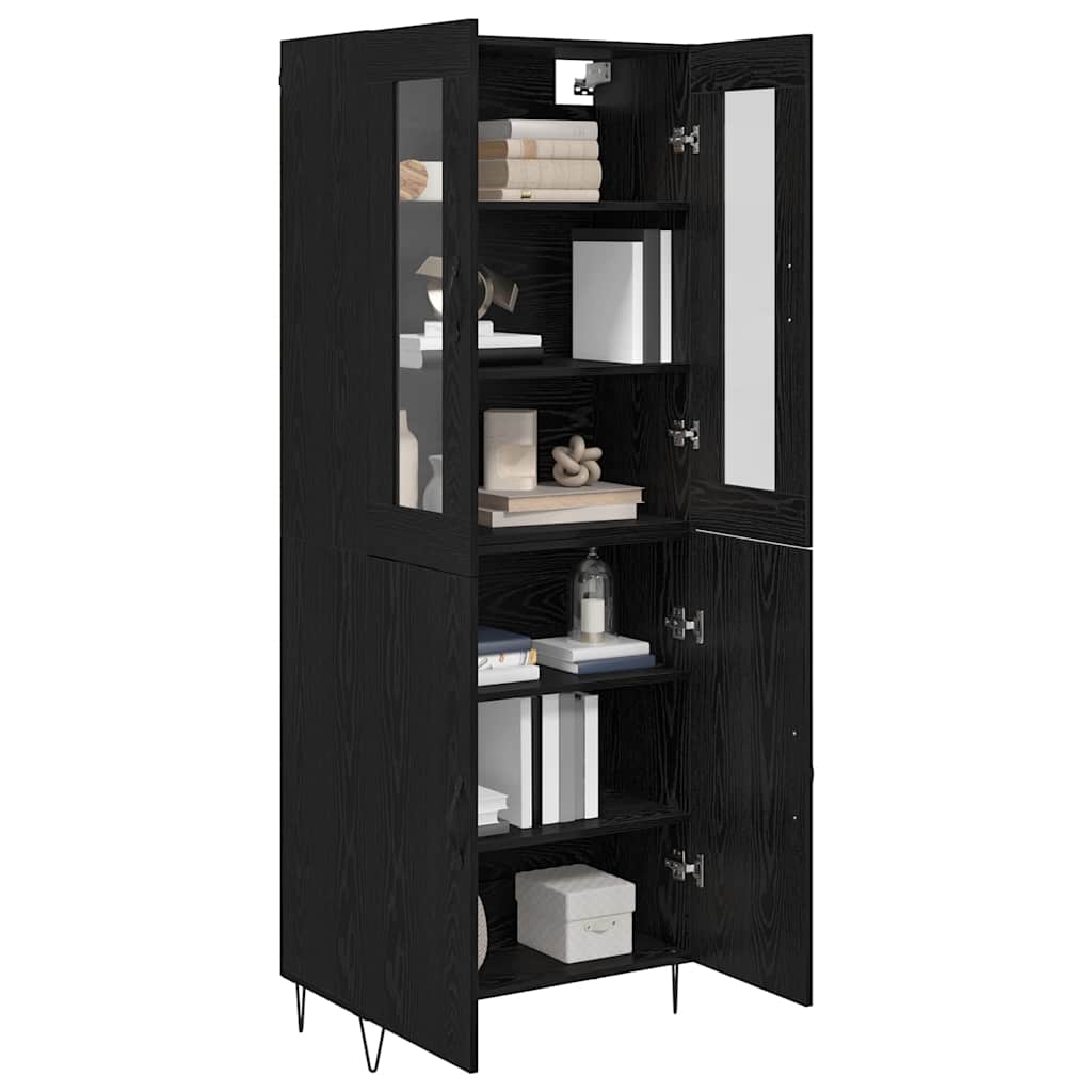 vidaXL Highboard Weiß und Schwarz Eiche 69,5 x 34 x 180 cm