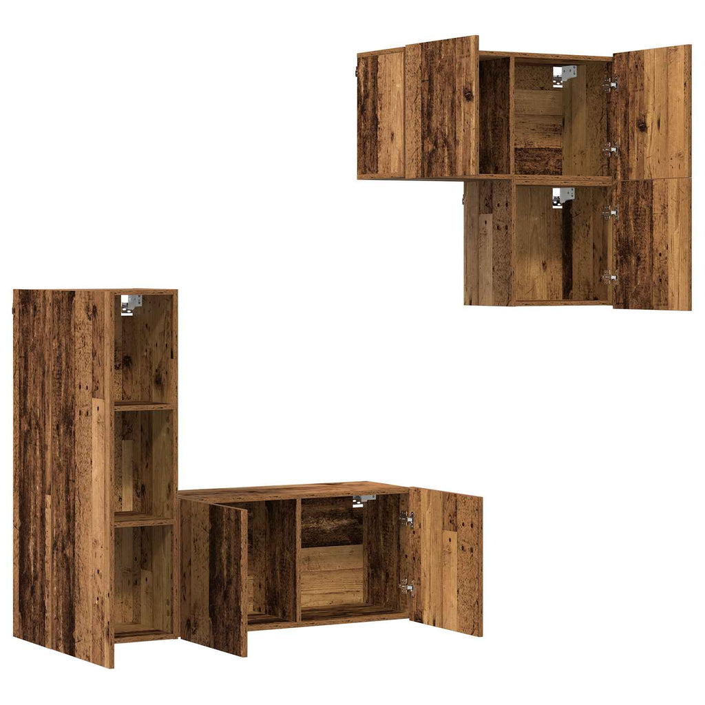 vidaXL TV-Schränk Wandmontiert 4 pcs Altholz Holzwerkstoff