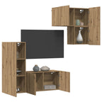 vidaXL TV-Schränk Wandmontiert 4 pcs Artisan-Eiche Holzwerkstoff