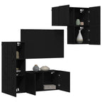 vidaXL TV-Schränk 4 pcs Schwarz Eichen-Optik Holzwerkstoff