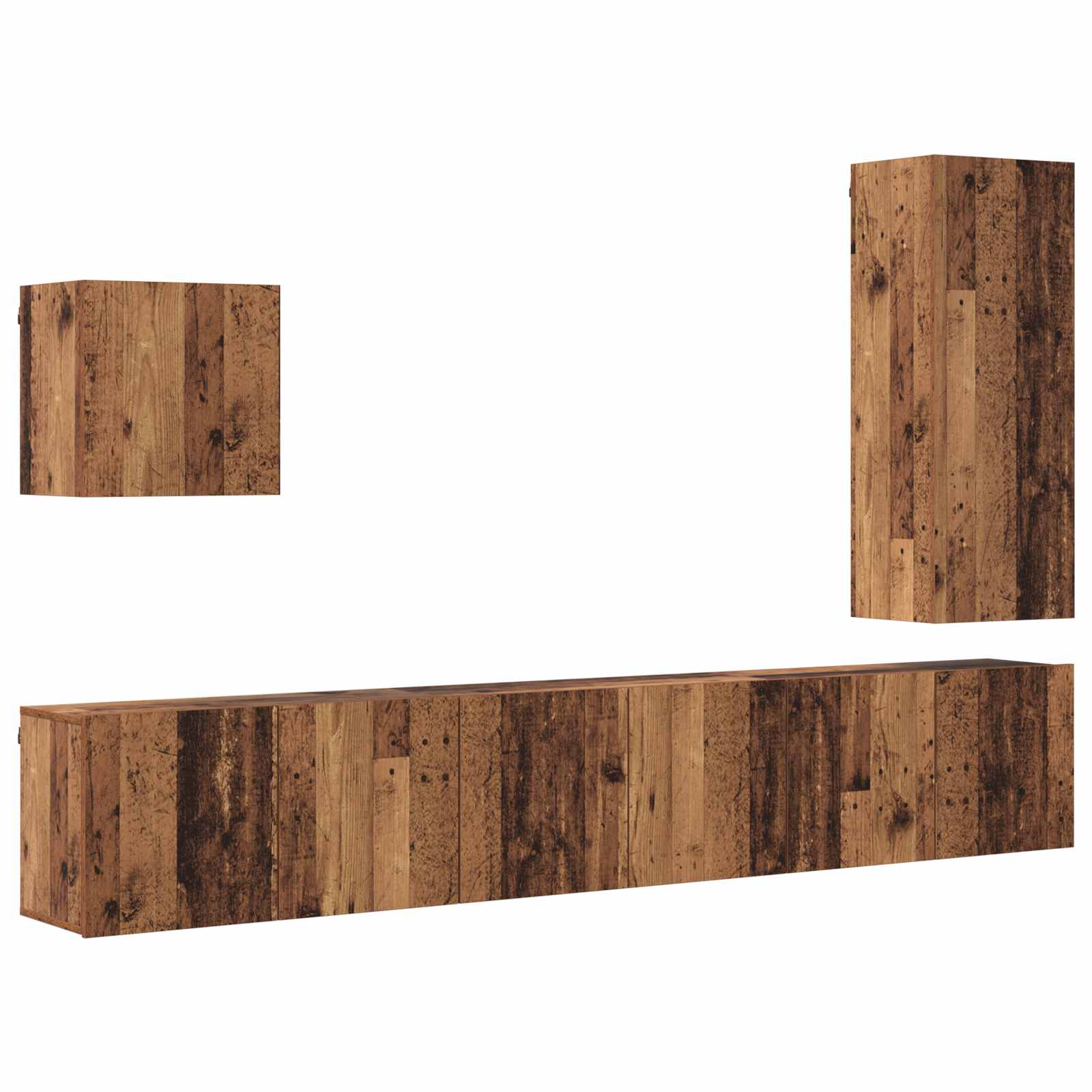 vidaXL TV-Wandmöbel Wandmontiert 5 pcs Altholz Holzwerkstoff
