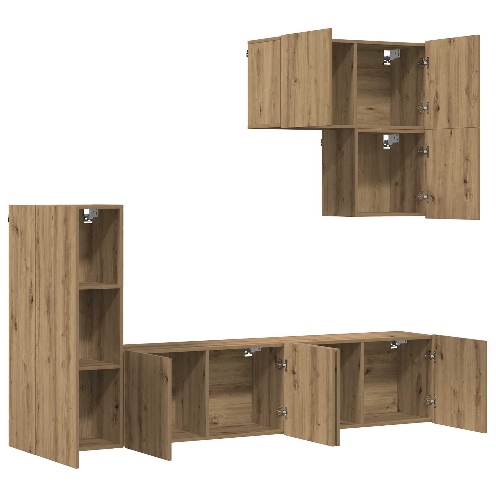 vidaXL TV-Wandmöbel Wandmontiert 5 pcs Artisan-Eiche Holzwerkstoff
