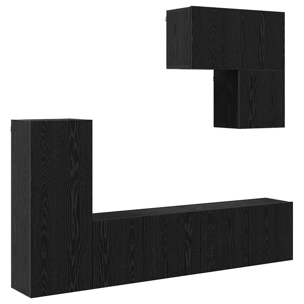 vidaXL TV-Wandmöbel 5 pcs Schwarz Eichen-Optik Holzwerkstoff