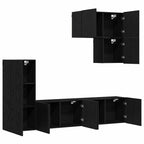 vidaXL TV-Wandmöbel 5 pcs Schwarz Eichen-Optik Holzwerkstoff