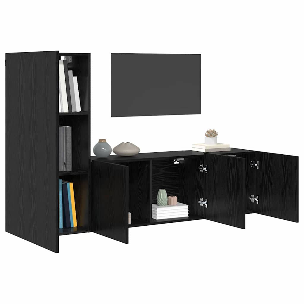 vidaXL TV-Wandmöbel 5 pcs Schwarz Eichen-Optik Holzwerkstoff