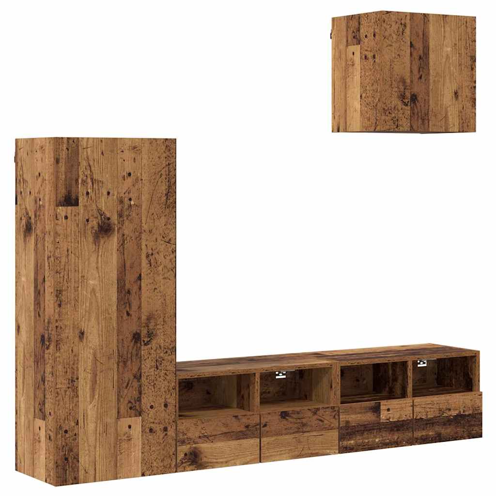 vidaXL TV-Wandgeräte 4 pcs Altholz Holzwerkstoff