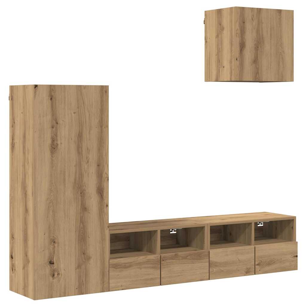 vidaXL TV-Wandgeräte 4 pcs Artisan-Eiche Holzwerkstoff