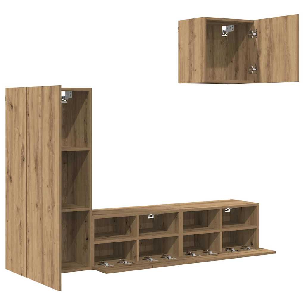 vidaXL TV-Wandgeräte 4 pcs Artisan-Eiche Holzwerkstoff