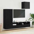 vidaXL TV-Wandgeräte 4 pcs Schwarz Eichen-Optik Holzwerkstoff