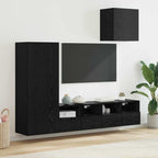 vidaXL TV-Wandgeräte 4 pcs Schwarz Eichen-Optik Holzwerkstoff