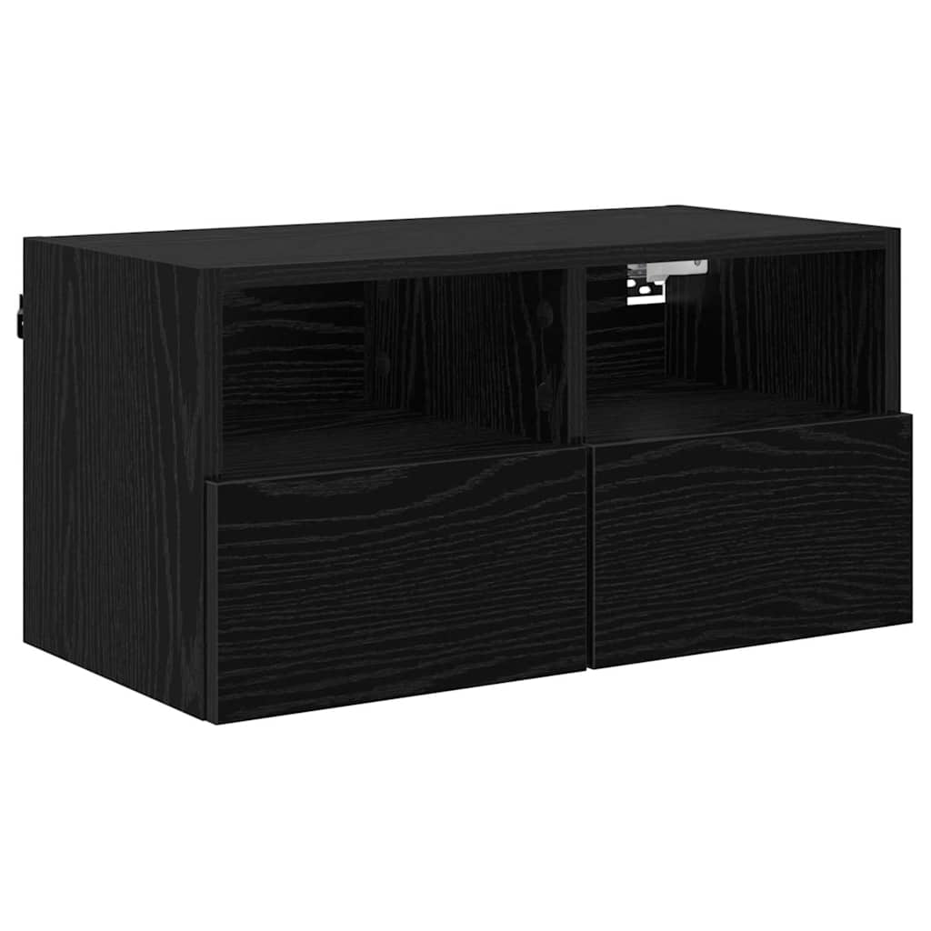 vidaXL TV-Wandgeräte 4 pcs Schwarz Eichen-Optik Holzwerkstoff
