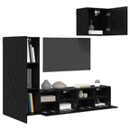 vidaXL TV-Wandgeräte 4 pcs Schwarz Eichen-Optik Holzwerkstoff