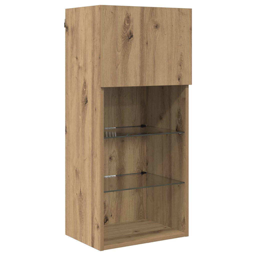 vidaXL TV-Wandgeräte mit LED-Lichtleisten 6 pcs Altholz Holzwerkstoff