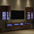vidaXL TV-Wandschrank-Set mit LED-Lichtern 7 pcs Altholz Holzwerkstoff