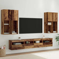 vidaXL TV-Wandschrank-Set mit LED-Lichtern 7 pcs Altholz Holzwerkstoff