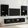 vidaXL TV-Wandschrank-Set mit LED-Lichtern 7 pcs Schwarz Eichen-Optik