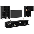 vidaXL TV-Wandschrank-Set mit LED-Lichtern 7 pcs Schwarz Eichen-Optik