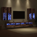vidaXL TV-Wandregal-Set Wandmontiert 7 pcs Altholz Holzwerkstoff
