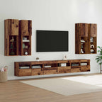 vidaXL TV-Wandregal-Set Wandmontiert 7 pcs Altholz Holzwerkstoff