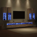 vidaXL TV-Wandregal-Set Wandmontiert 7 pcs Artisan-Eiche Holzwerkstoff