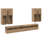 vidaXL TV-Wandregal-Set Wandmontiert 7 pcs Artisan-Eiche Holzwerkstoff